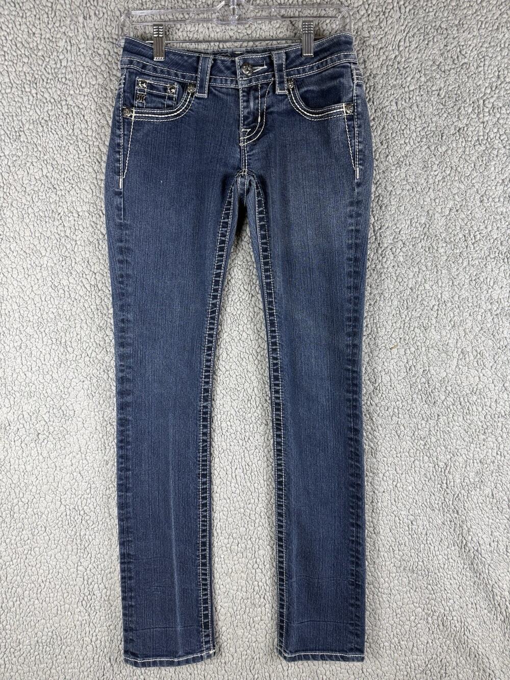 Miss Me Women’s Jeans Size 25 Straight Embellished Fleur-de-lis Low Rise